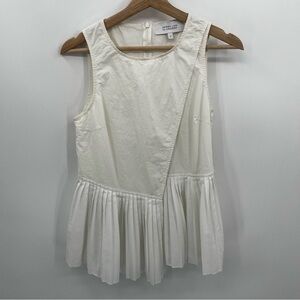 Derek Lam 10 Crosby White Cross Front Sleeveless BlouseTop Frill Details